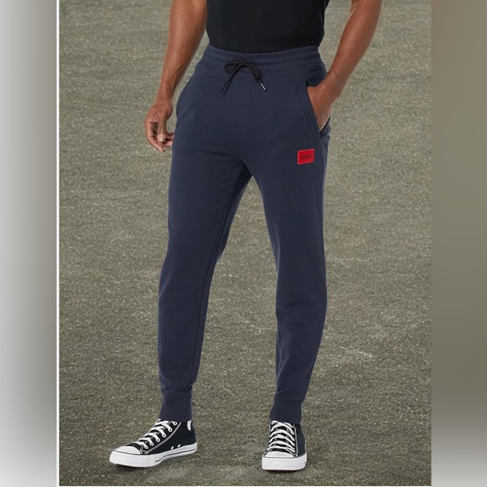 New HUGO Dark Blue Joggers with Red Accent M